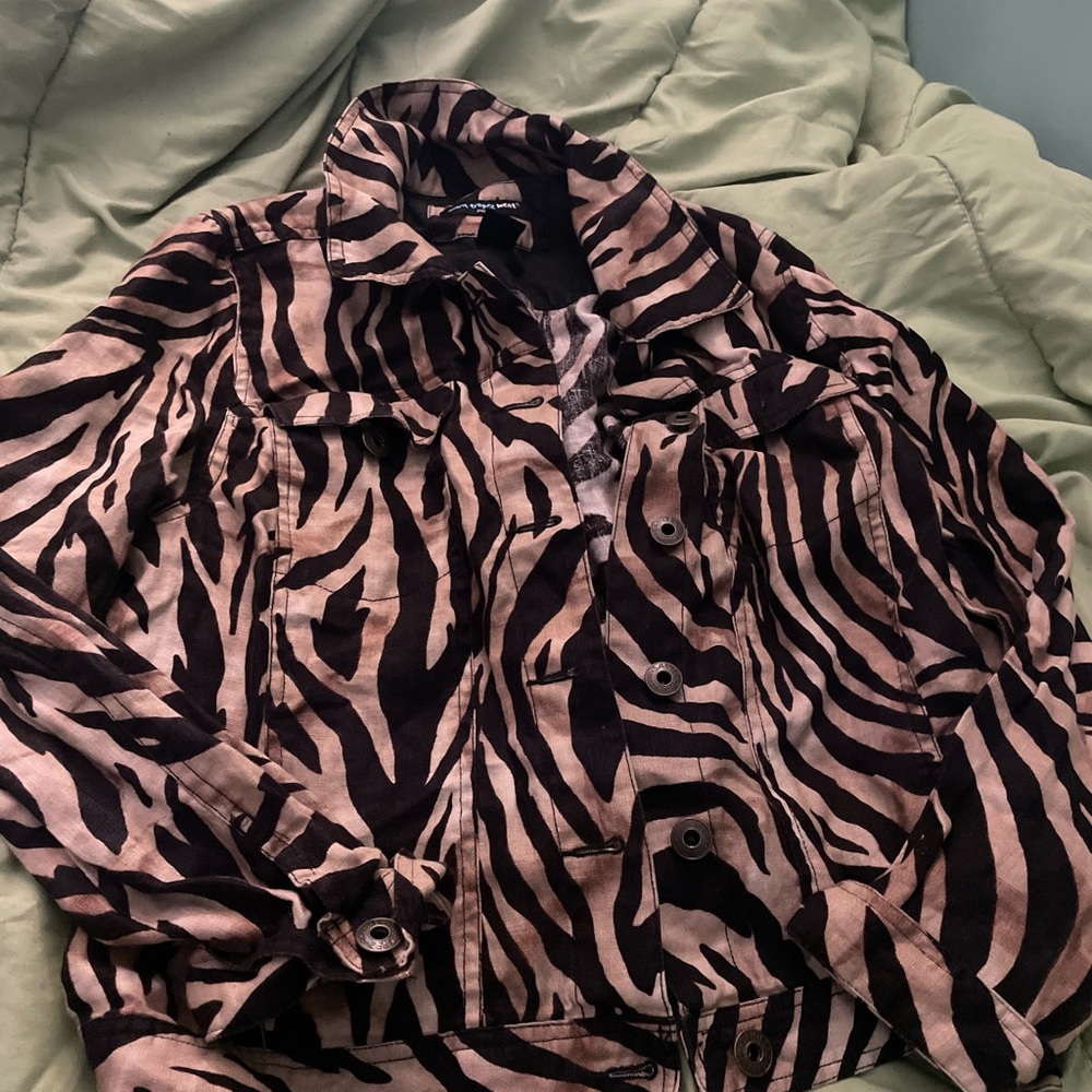 Saint Tropez West Zebra Print Jacket - Black and Brown
